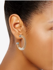 Alfani Silver-Tone Medium Braided Rope C-Hoop Earrings, 1.5 Inches
