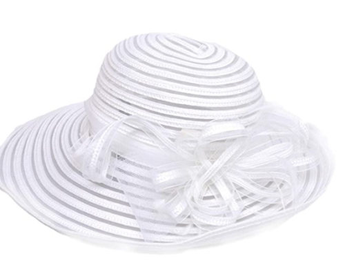 Josette Womens Church Micro Brim Organza Cloche Sun Dressy Hat White