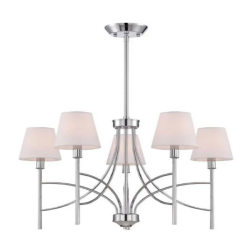 World Imports Millau 5-light Chrome Chandelier With Fabric Shade