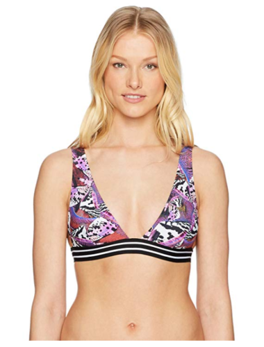 Guess Womens  Butterfly Print Triangle Bikini Top, Size Large