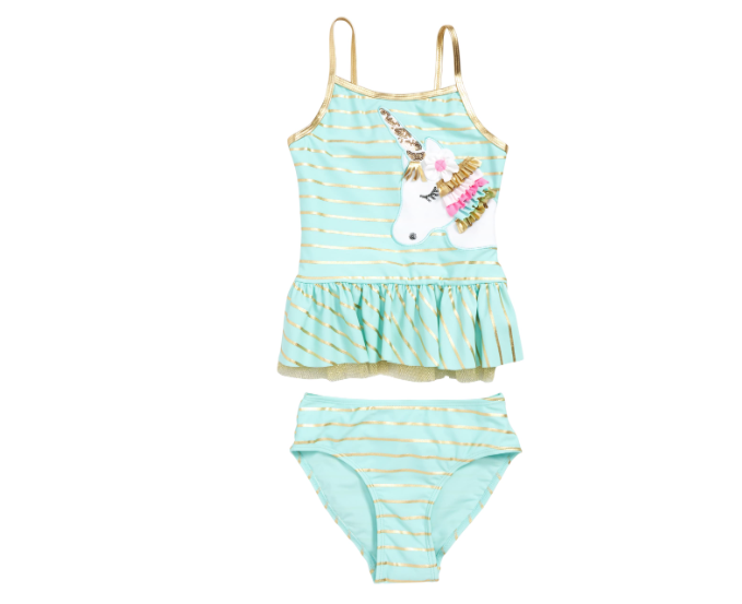 Flapdoodles Unicorn Tankini Two-Piece Swimsuit Toddler Girls, Sz 12Mo