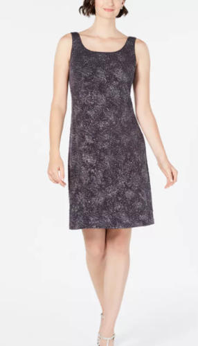 Alex Evenings Womens Jacquard-Knit Dress, Size 10 Smoke