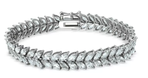 RMacy Cubic Zirconia Marquis Double Row Tennis Bracelet in Sterling Silver