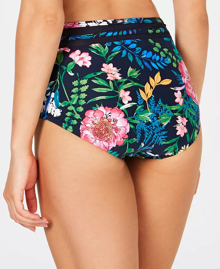 Tommy Hilfiger Carnival Rosa Floral Mesh High-Waist Bikini Bottoms