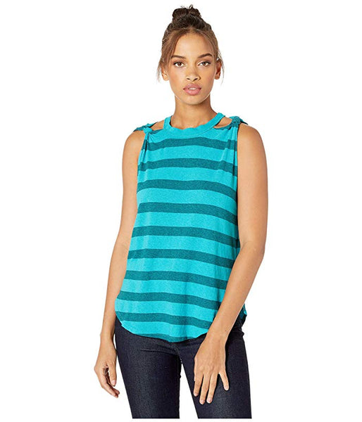 We the Free Womens Striped Twist Tank Top, Medium Jungle Teal