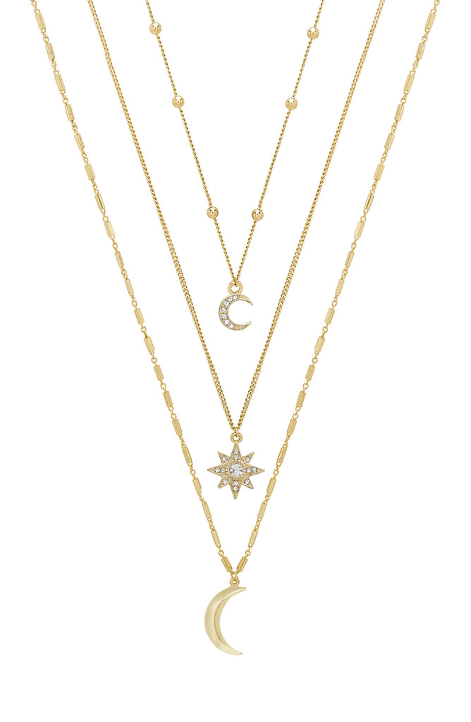 Unwritten 14K Gold Flash Plated 3-Pieces Layered Chain Necklace