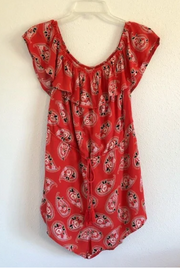 Honey Punch Bohemian Red off the Shoulder Romper Size Small