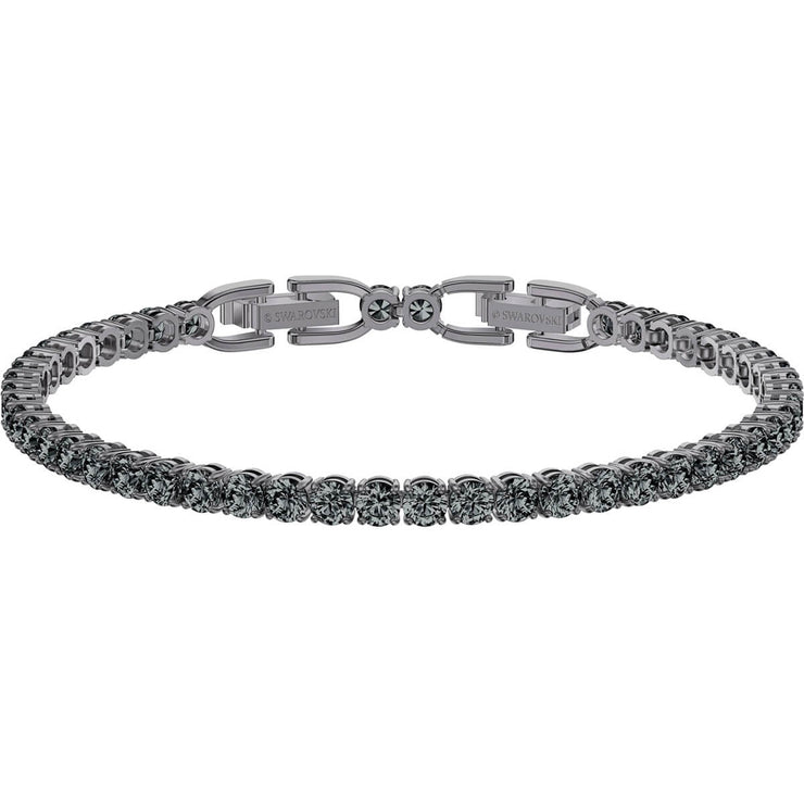 Swarovski Tennis Deluxe Bracelet, Round Cut Gray Ruthenium Plated 5514655 Size M