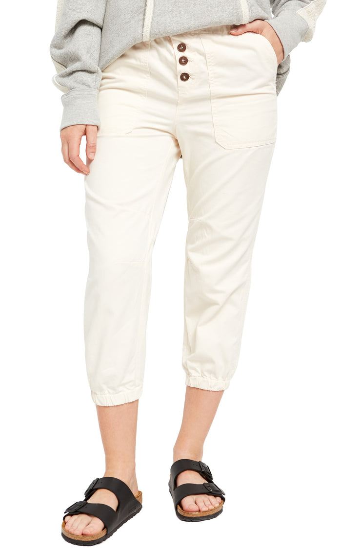 Free People Cadet Pull-on Joggers, Ivory, Size Large