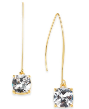 Inc Gold-Tone Cubic Zirconia Square Linear Drop Earrings