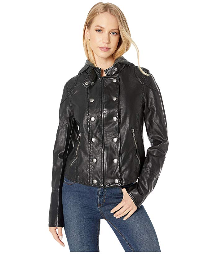 Free People - New Dawn Hooded Faux-Leather Jacket, Size Medium