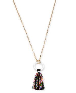 Inc Gold-Tone Beaded Tassel Pendant Necklace, 32 + 3 Extender