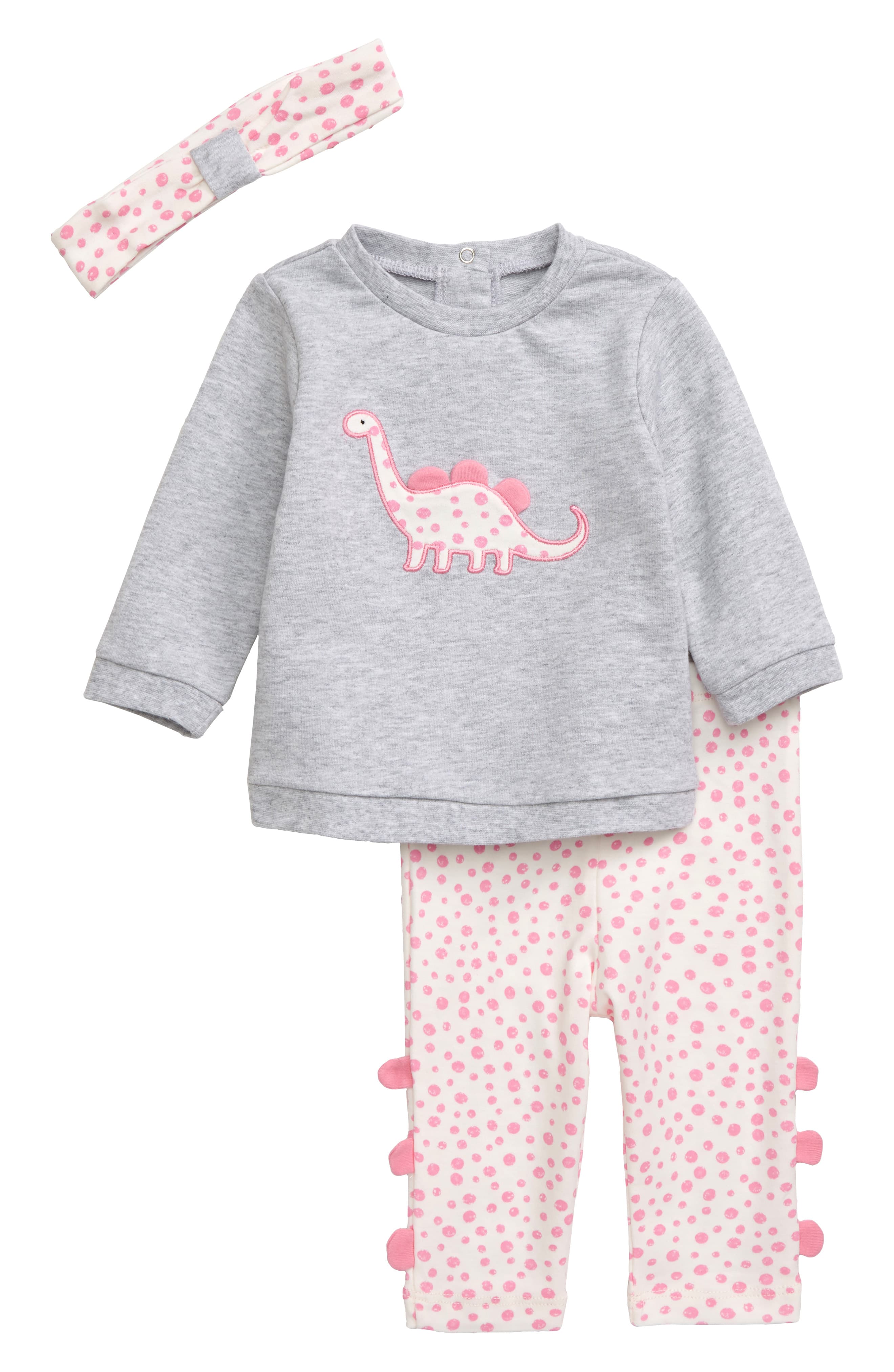 Little Me Girls Dino Sweatshirt, Leggings and Headband Set, Size 6 Months