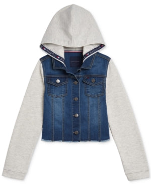 Tommy Hilfiger Toddler Girls Mixed-Media Hooded Jacket, Size 2T