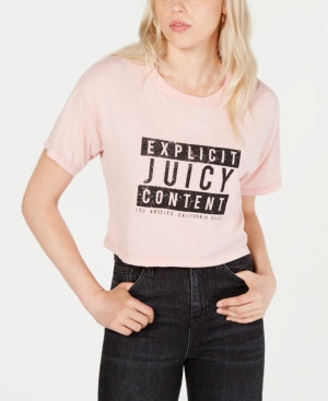 Juicy Couture Cropped Cotton Graphic T-Shirt, Size Large