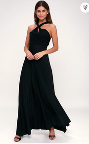 Lulus Tricks of the Trade Black Maxi Dress, Black, Size Medium