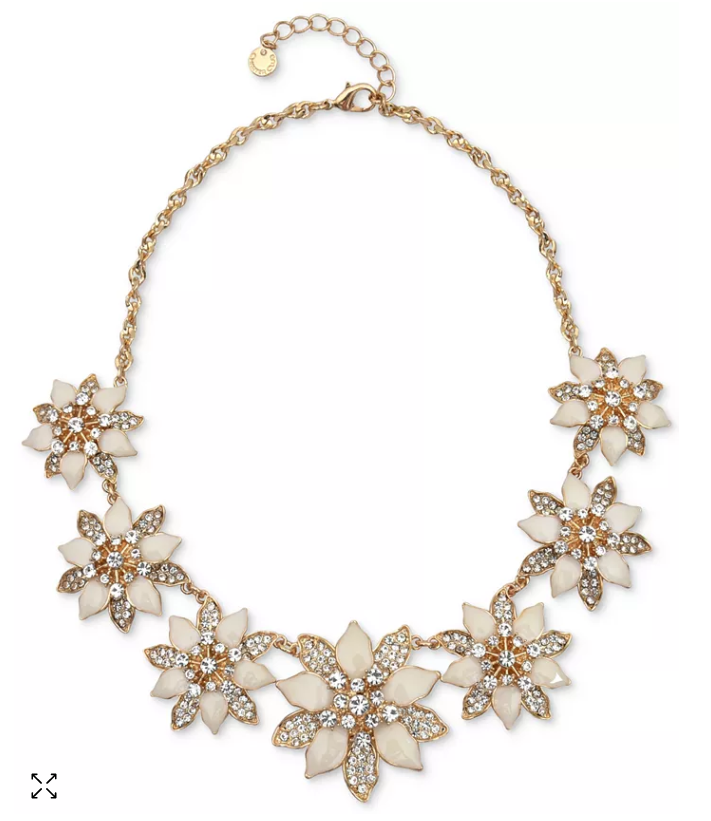 Charter Club Gold-Tone Crystal and Stone Poinsettia Statement Necklace