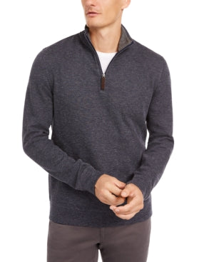 Tasso Elba Mens Piped 1/4 Zip Pullover Sweater