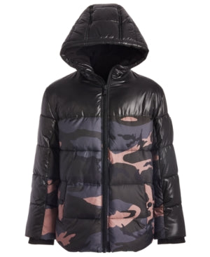 Michael Kors Big Boys Camo-Print Hooded Puffer Jacket