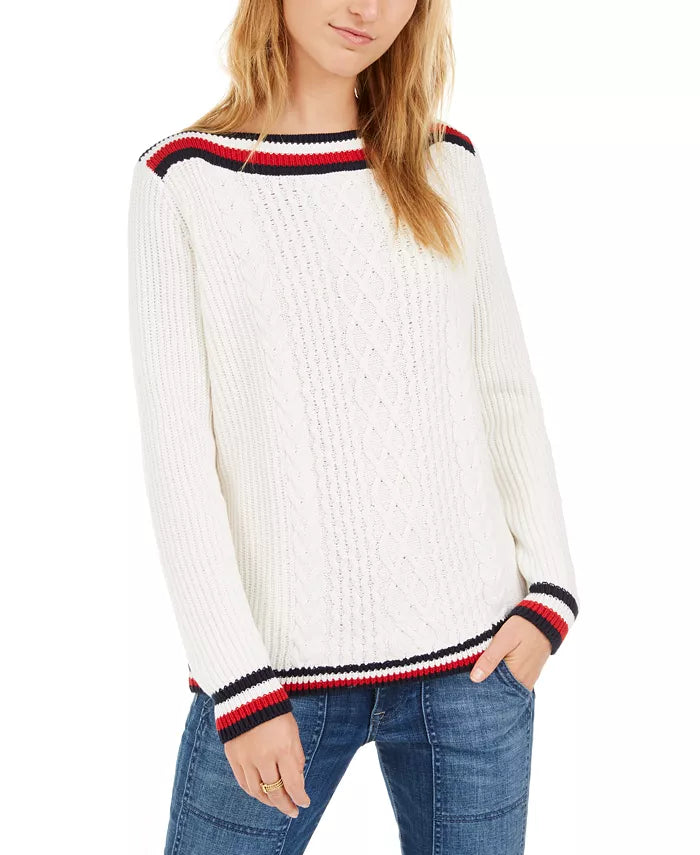 Tommy Hilfiger Women's Striped Cable-Knit Sweater