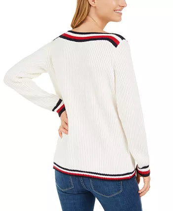 Tommy Hilfiger Women's Striped Cable-Knit Sweater