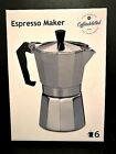 Stovetop Espresso Maker by COFFEEDDICTED 6 Cup Silver