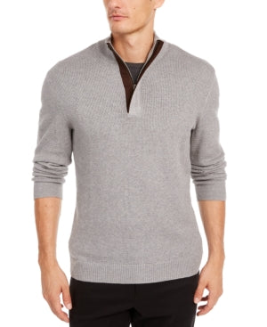 Tasso Elba Mens Supima Cotton Textured 1/4-Zip Sweater, Size 2XL