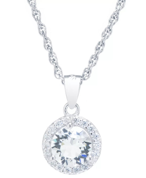 Giani Bernini Crystal and Cubic Zirconia Halo 18″ Pendant Necklace