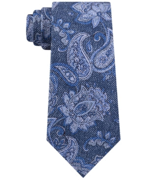 Michael Kors Mens Fine Line Paisley Tie, OS/Slate