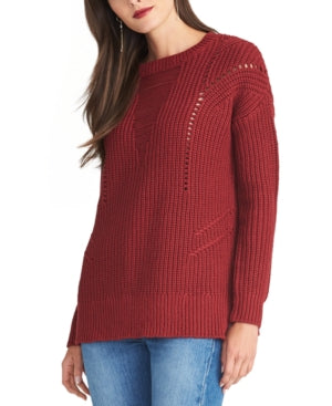 Rachel Roy Womens Frayed Long Sleeve Jewel Neck Sweater, Size XL