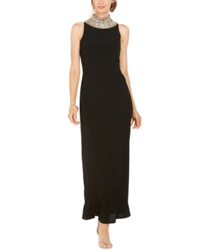 SLNY Embellished Zippered Sleeveless Sheath Formal Dress, Size 6