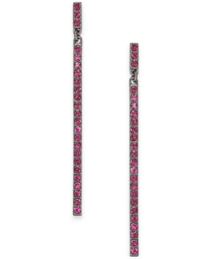 International Concepts Hematite-Tone Pave Stick Linear Drop Earrings