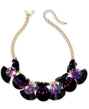Inc Gold-Tone Sequin, Bead and Multi-Fringe Statement Necklace, 18 + 3 Extender