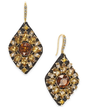 Inc Gold-Tone Multi-Stone Cluster Drop Earrings