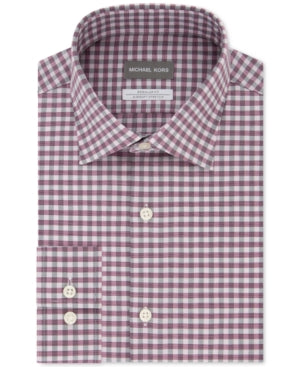 Michael Kors Mens Regular Fit Airsoft Stretch Gingham Dress Shirt, Size XL