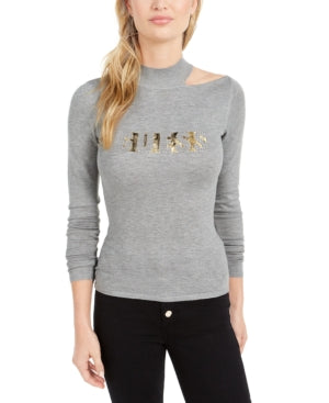 Guess Women's Metallic Logo Sweater, Size XS