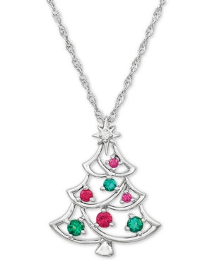 RH Macy Lab-Created MultiGemstone Pendant Necklace Sterling Silver