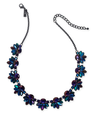 Inc Black-Tone Stone Cluster Collar Necklace, 17 + 3 Extender