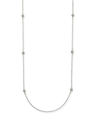 Inc Silver-Tone Pave Fireball Strand Necklace