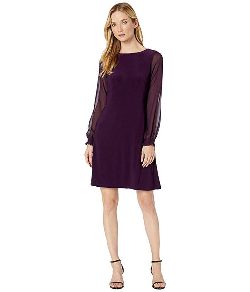 LAUREN Ralph Lauren Jersey Georgette-Sleeve Dress, Size 18