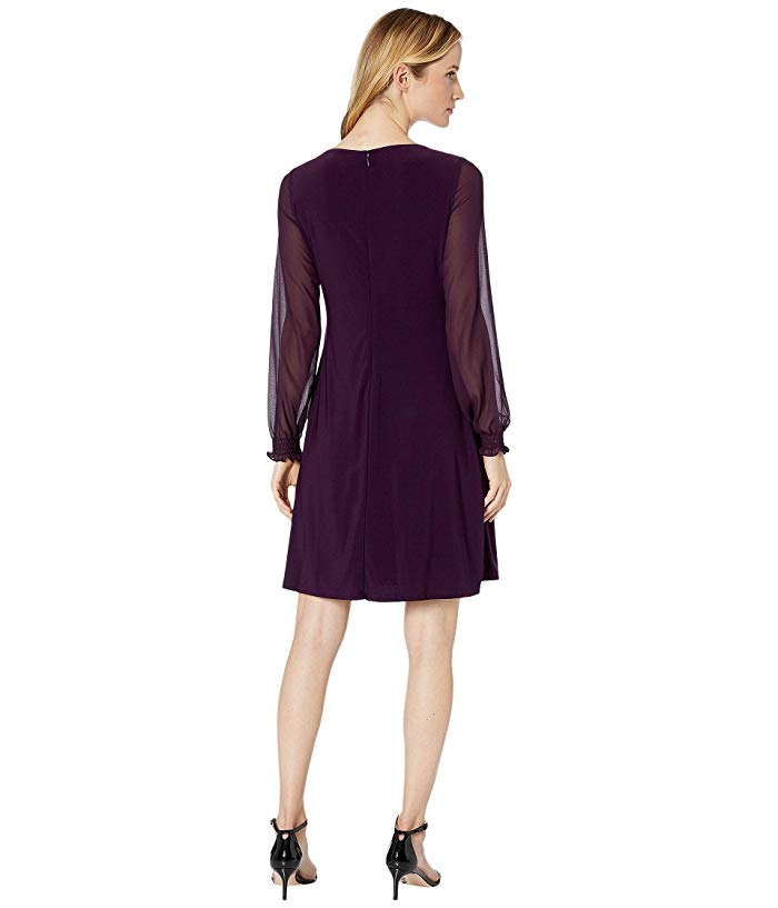 LAUREN Ralph Lauren Jersey Georgette-Sleeve Dress, Size 18