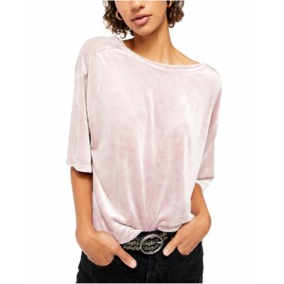 Free People Womens Valerie Open Back Velvet T-Shirt, Size Small