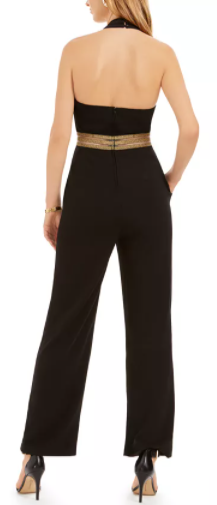 Teeze Me Juniors' Glitter-Waist Jumpsuit Black, Size 3