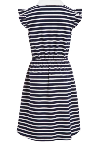 Monteau Big Girls Embroidered Collar Striped Dress, Size Small