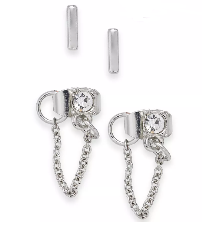 I.n.c. Silver-Tone 4-Pc. Set Crystal Stud Earrings