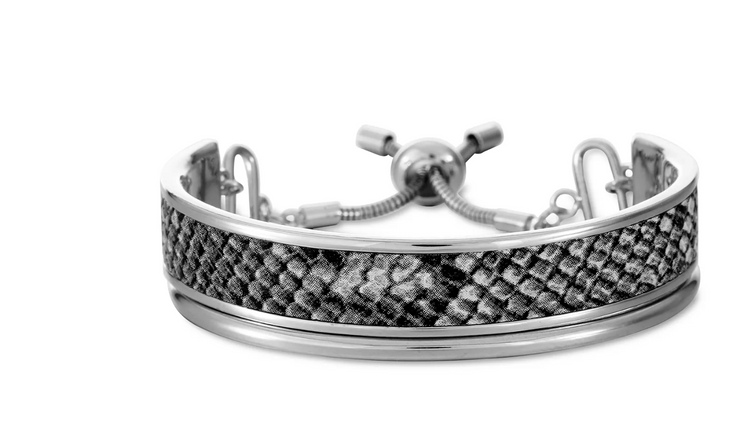 Alfani Silver-Tone Faux-Leather Slider Bracelet