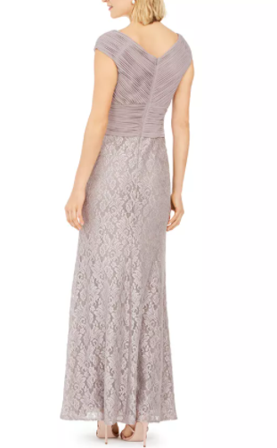 Jessica Howard Ruched Glitter Lace Gown, Size 16