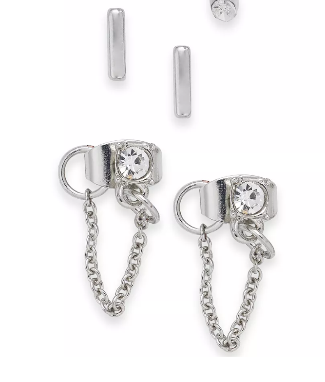 I.n.c. Silver-Tone 4-Pc. Set Crystal Stud Earrings