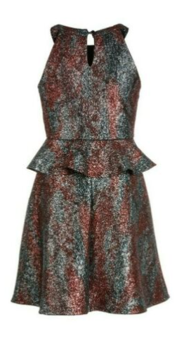 Monteau Big Girls Sparkle Printed Peplum Dress