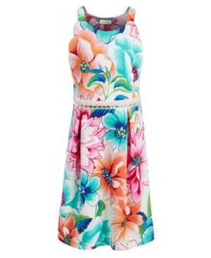 Monteau Big Girls Embellished Floral-Print Dress